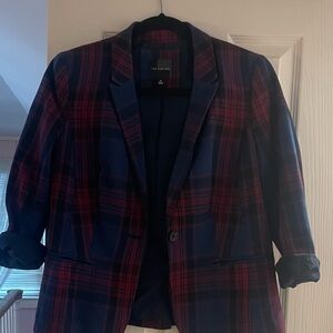 The Limited Women’s Plaid Blazer - Navy and Burgundy